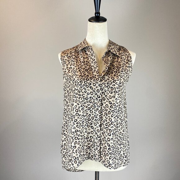 NWT Theory 100% Silk Tank Blouse Women's Size Medium - Cheetah Print - Picture 6 of 14